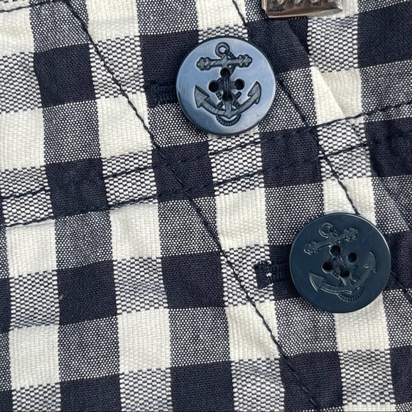 Ann Taylor Loft Shorts Womens Size 8 Blue White Gingham High‎ Rise Nautical - Picture 3 of 7